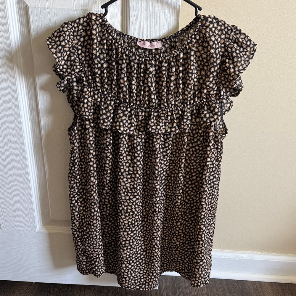 Ces Femme Black and Cream Patterned Blouse